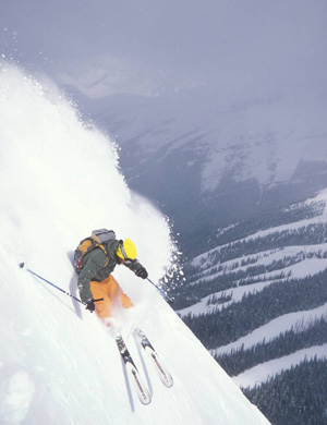 Skier on Delirium Drive,Banff