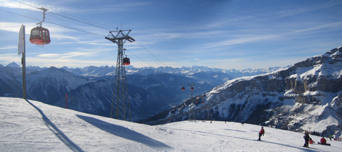 Landscape view of a Swiss ski run