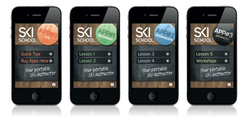 Images of the Ski School App on an iPhone