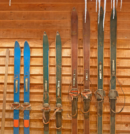 Pairs of old skis