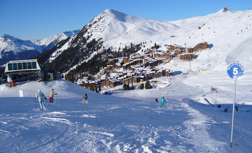Ski run in the French resort of La Plagne